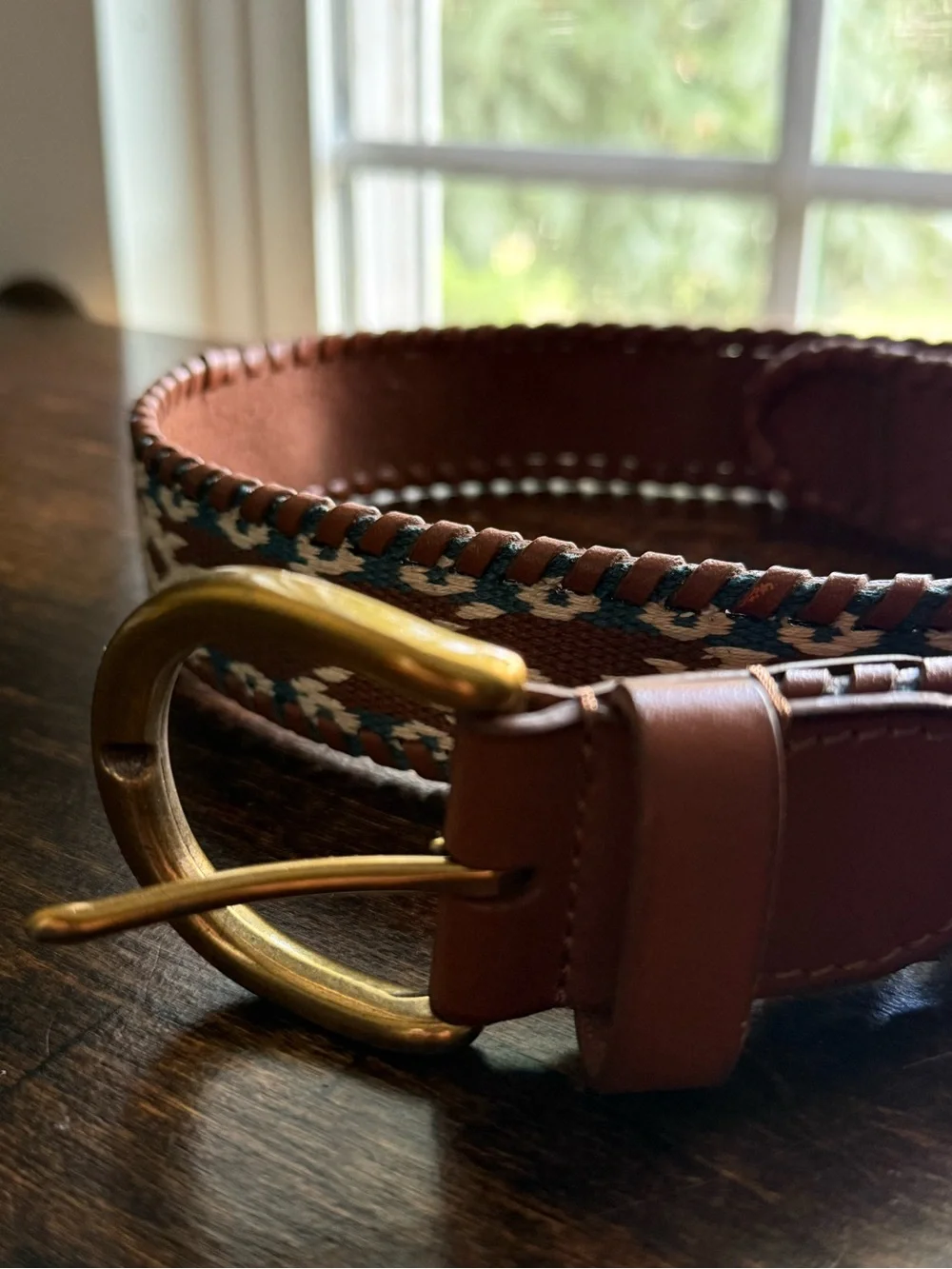 American Eagle Brown Embroidered Whipstitch Belt | Cowgirl | Boho | EUC